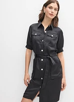 Satin Shirt Dress