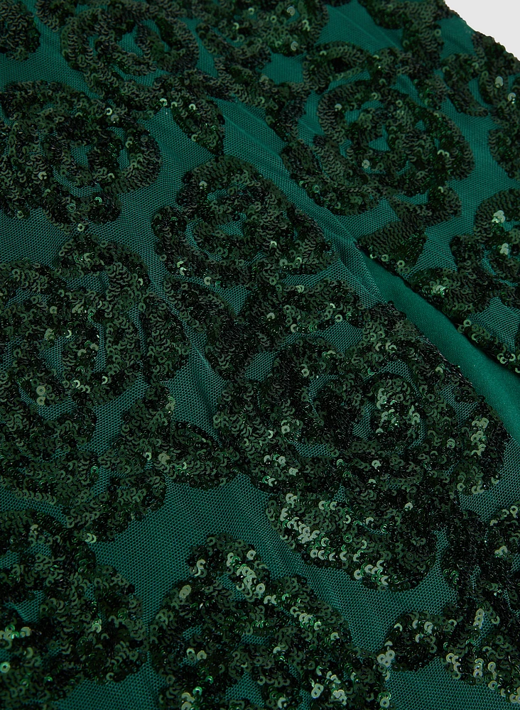 Robe à motif de roses paillettes