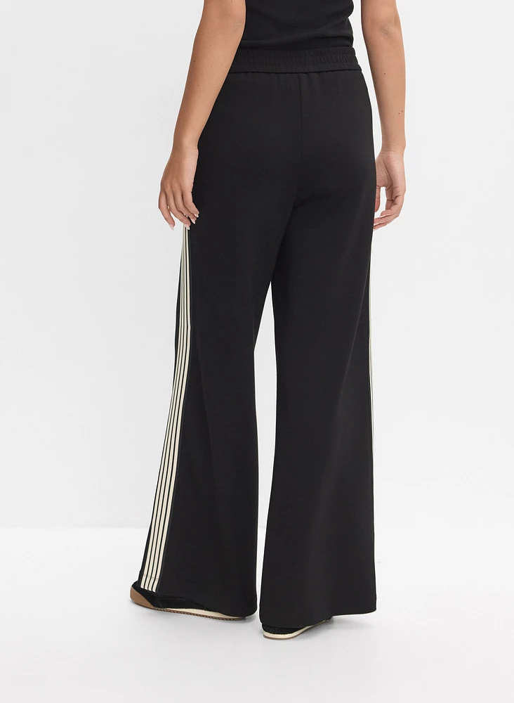 Pantalon à jambe large bandes contrastantes