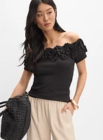 Ribbed Rosette Top