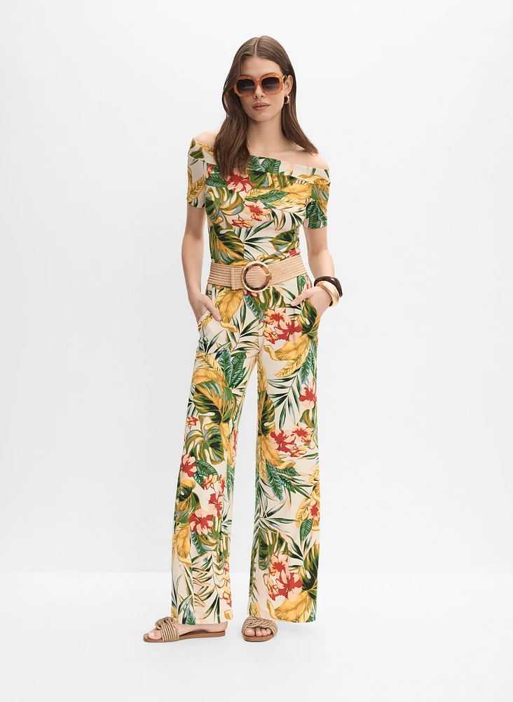 Tropical Wide-Leg Pants