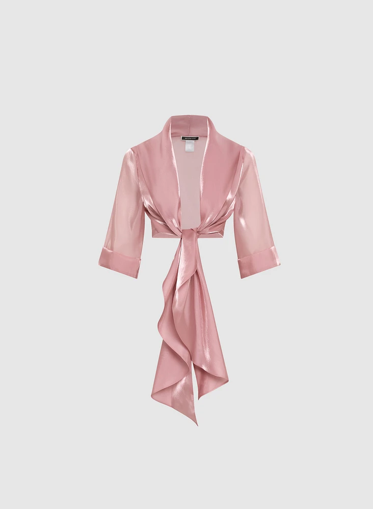 Tie-Front Organza Bolero