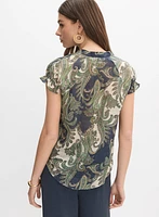 Paisley Flutter Sleeve Blouse