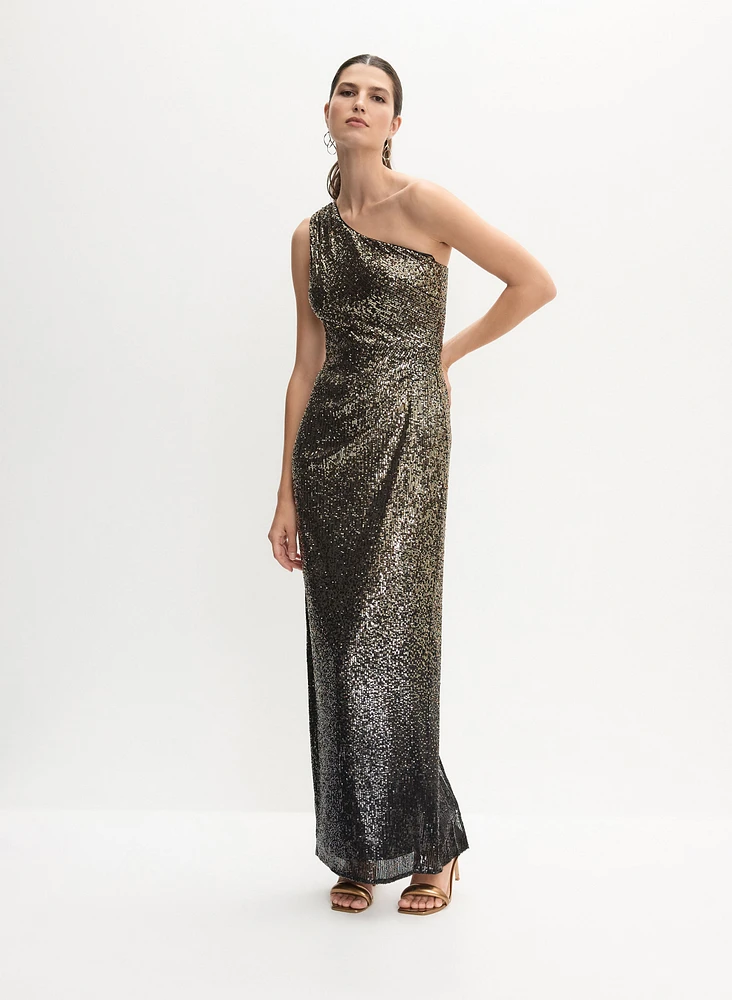 Robe épaule unique à paillettes