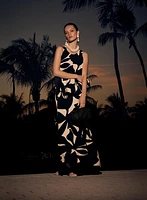 Leaf Print Tiered Dress
