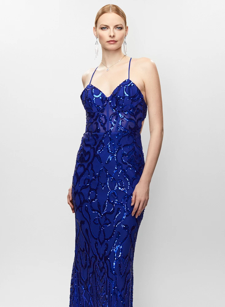 Robe ajustée avec broderies en paillettes