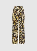 Leopard Print Wide-Leg Pants