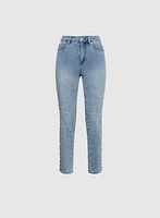 Pearl Detail Slim Leg Jeans