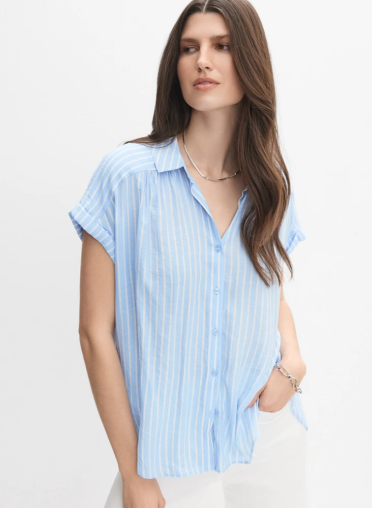 Striped Cap Sleeve Blouse