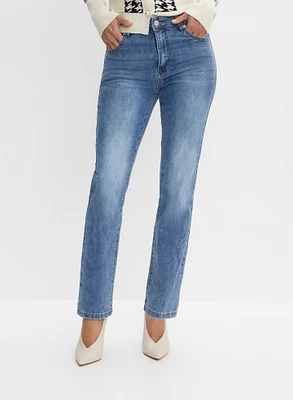 Rhinestone Detail Straight Leg Jeans