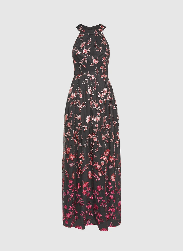 Floral Ombre Embroidered Dress