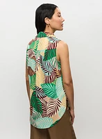 Sleeveless Palm Print Blouse