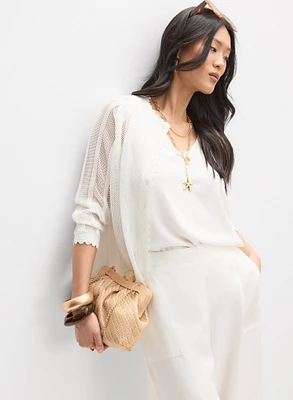 Cardigan à bordures festonnées
