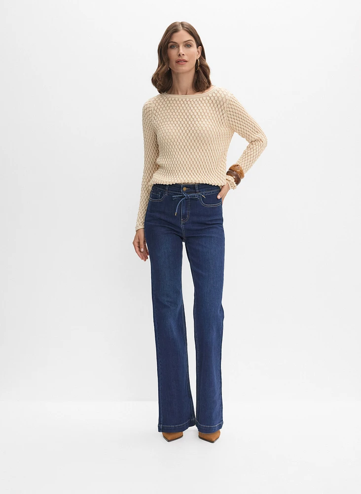 Drawstring Flare-Leg Jeans