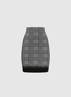 Plaid Print Knit Pencil Skirt