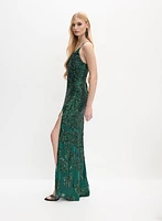Sequin Rose Motif Dress
