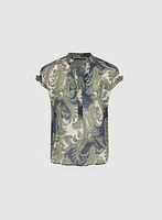 Paisley Flutter Sleeve Blouse