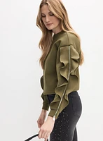 Ruffle Sleeve Sweatshirt