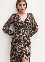 Adrianna Papell- Floral Print Faux Wrap Dress