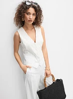 Pinstripe Stretch Linen Vest
