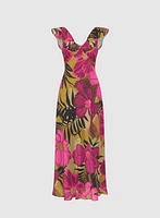 Floral Ruffle Front Dress