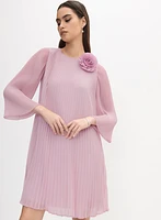 Plissé Rosette Dress