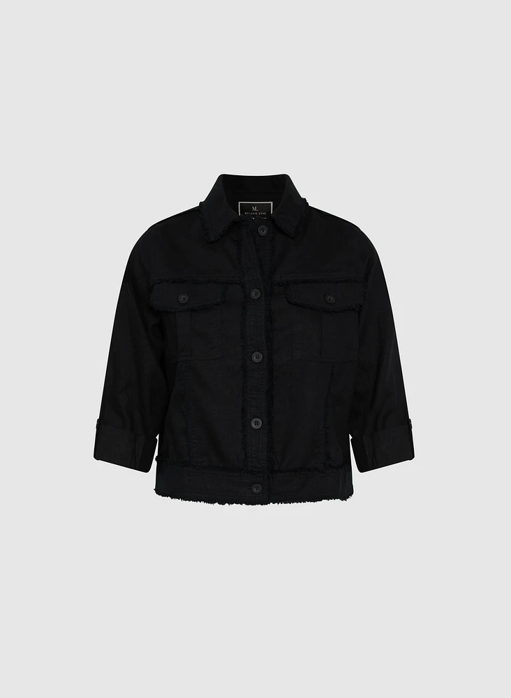 Veste à bordures effilochées