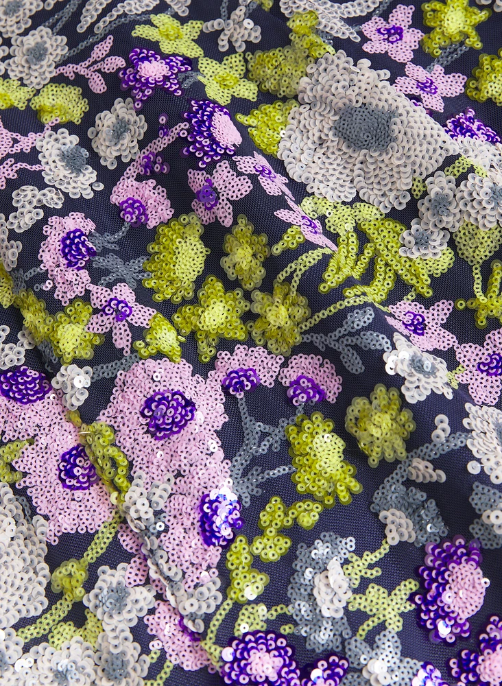 Robe à motif floral paillettes