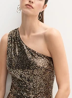 Robe épaule unique à paillettes
