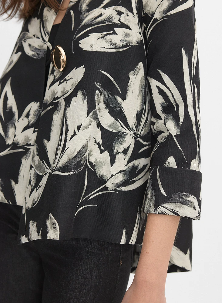 Joseph Ribkoff - Floral Asymmetric Swing Jacket