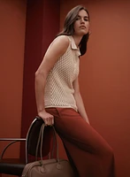 Sleeveless Knit Polo Top