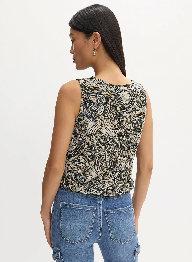 Débardeur à taille nouée et motif abstrait