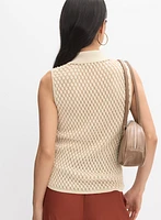 Sleeveless Knit Polo Top