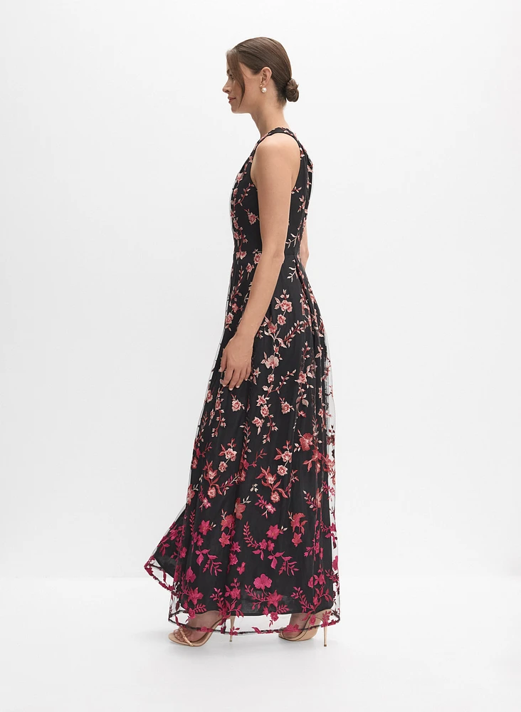 Floral Ombre Embroidered Dress
