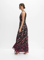 Floral Ombre Embroidered Dress