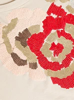 T-shirt à imprimé floral paillettes