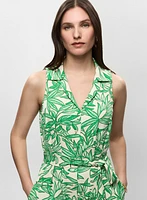 Palm Print Wide Leg Jumpsuit