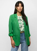 Rolled Sleeve Linen-Blend Blazer