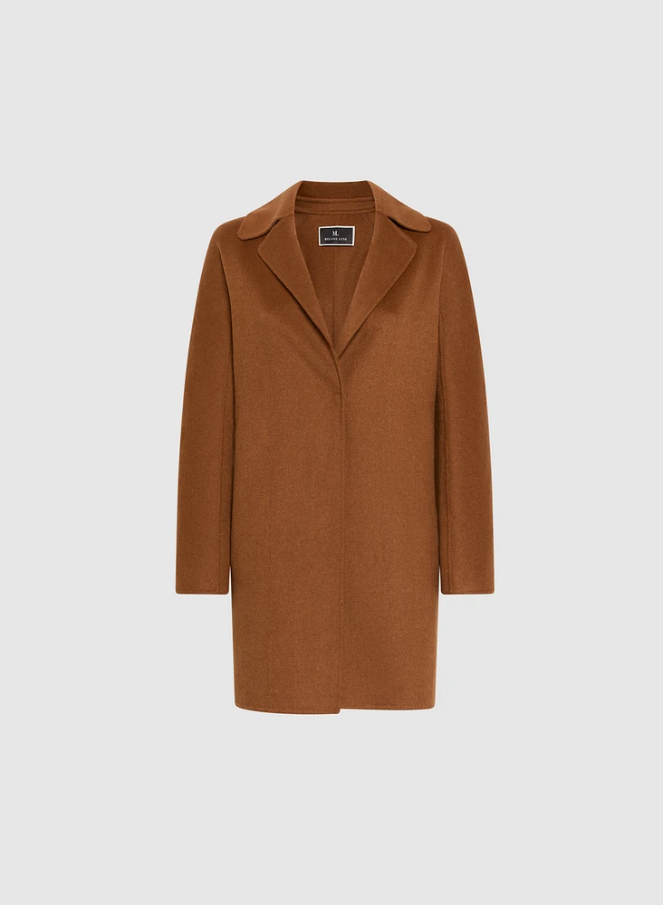 Manteau à col cranté en mélange de laine
