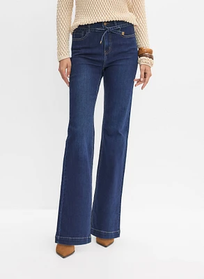 Drawstring Flare-Leg Jeans