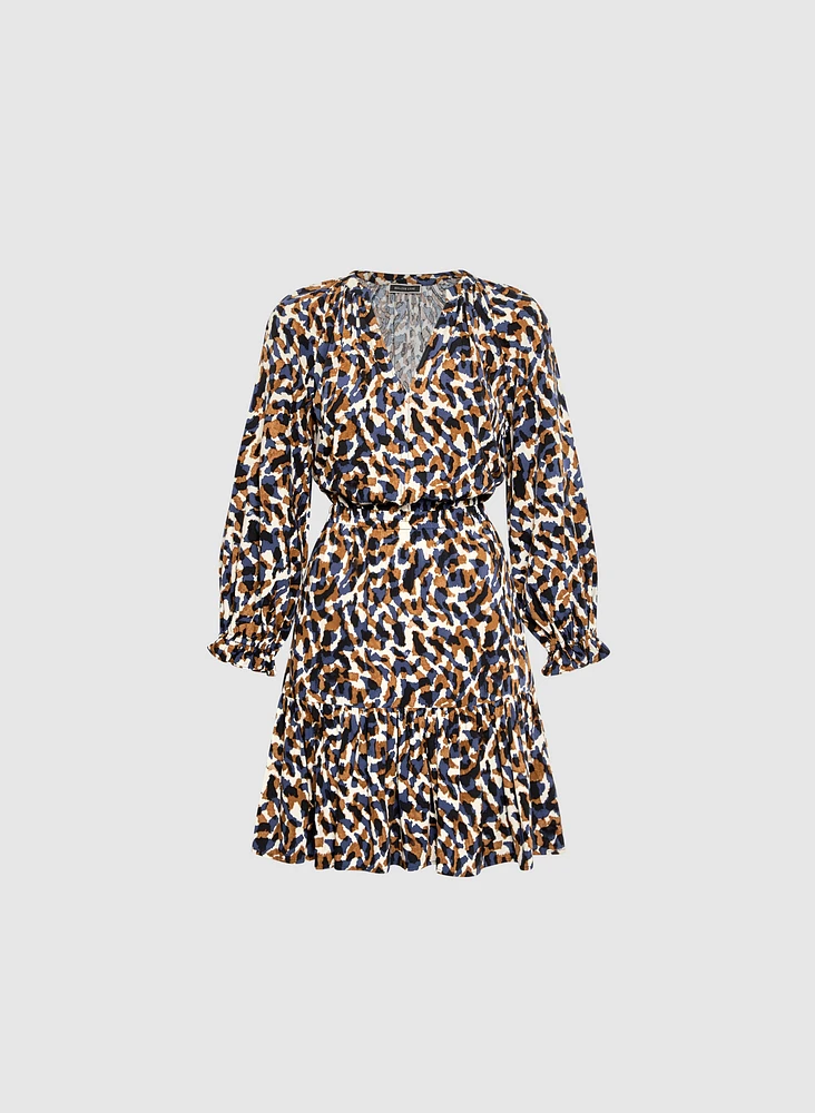 Robe à manches bouffantes et motif abstrait