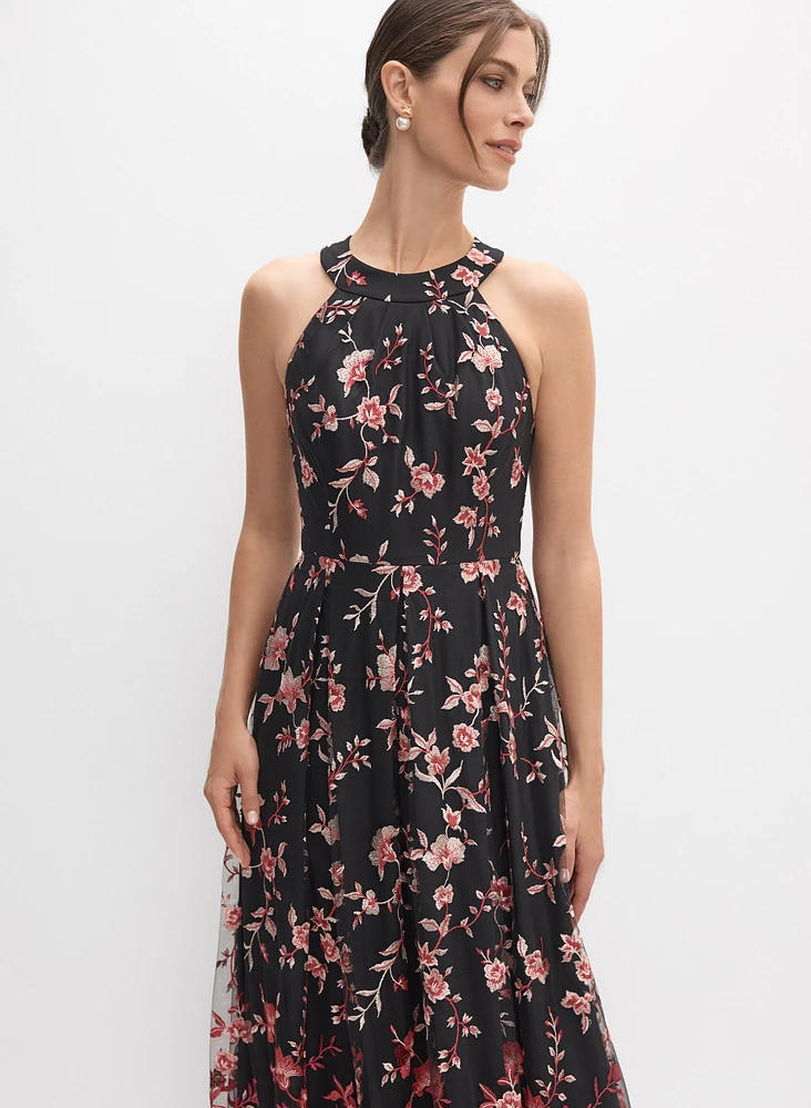 Floral Ombre Embroidered Dress