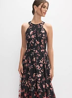 Floral Ombre Embroidered Dress
