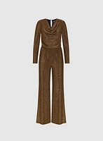 Glitter Knit Cowl Neck Jumpsuit
