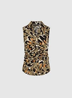 Leopard Print Sleeveless Blouse