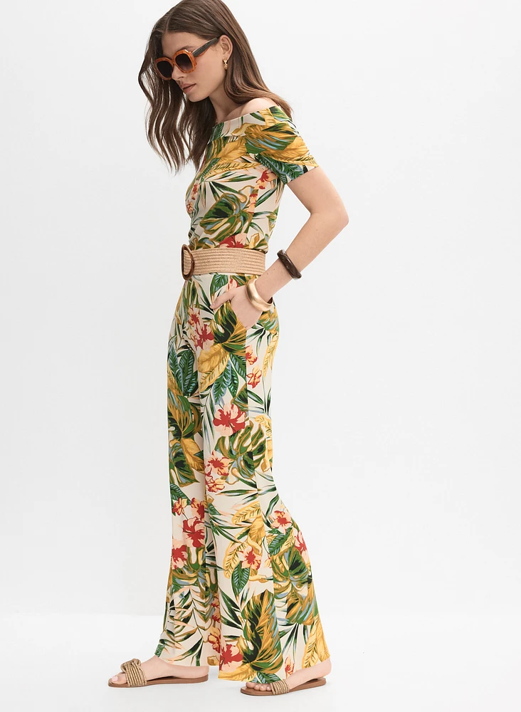 Tropical Wide-Leg Pants