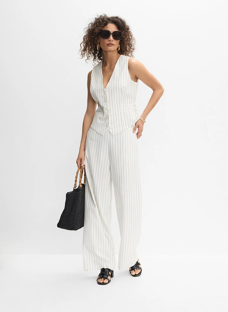 Veste rayée en mélange de lin