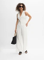 Pinstripe Stretch Linen Vest