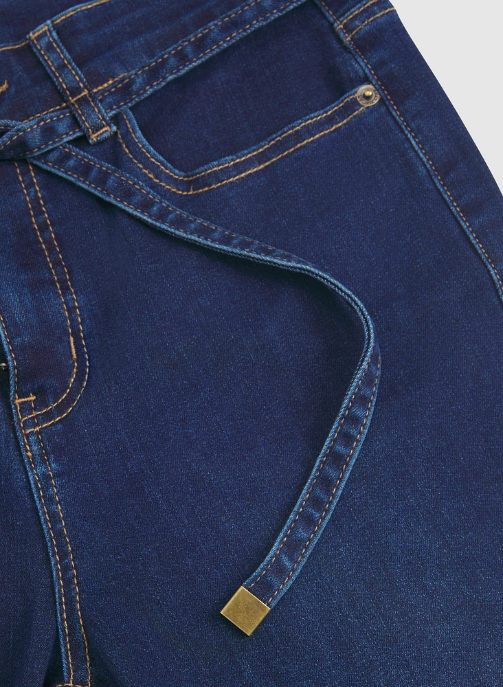Drawstring Flare-Leg Jeans