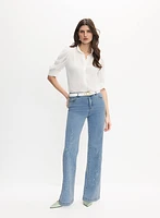 Embroidered Wide-Leg Jeans